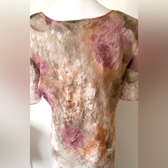 Vintage 90s Short Sleeve Bohemian Earth Tone Water‎ Colour Floral Maxi Dress - Picture 11 of 15